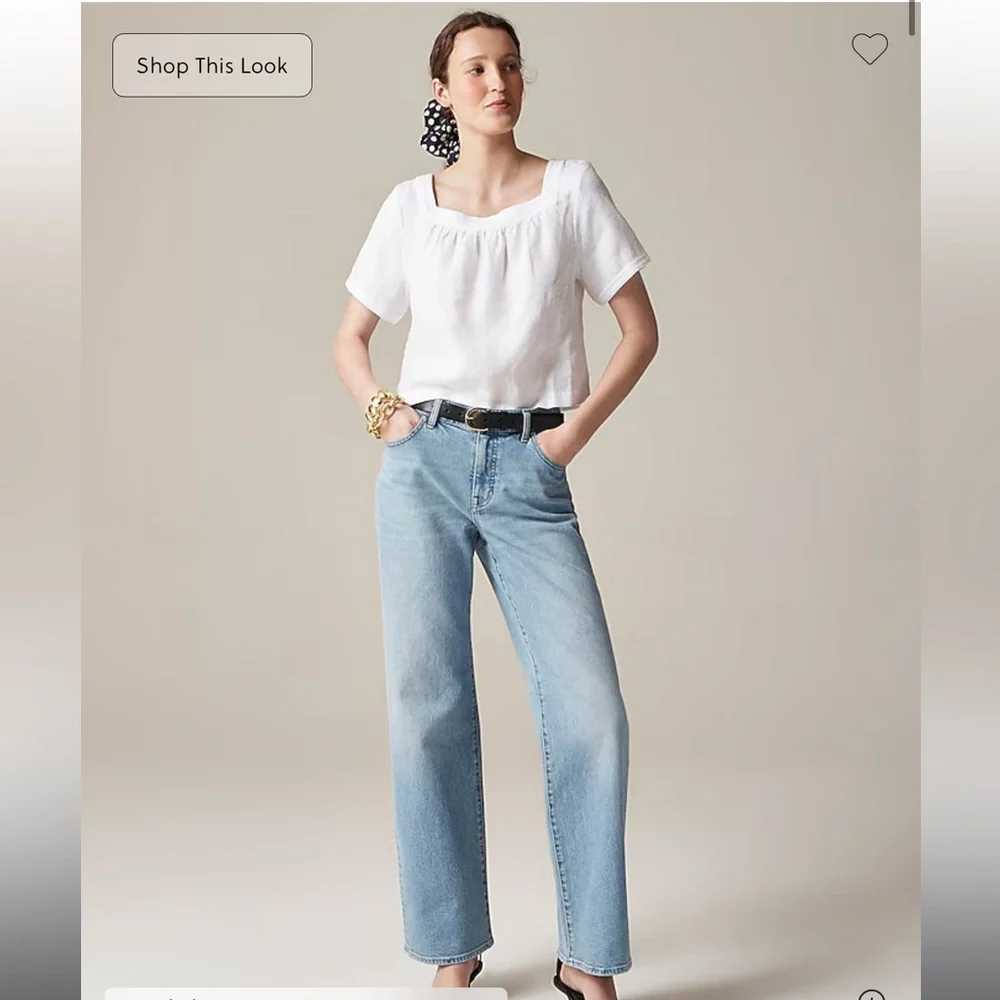J.Crew Petite lower-rise full-length slim-wide jean Synniva Wash